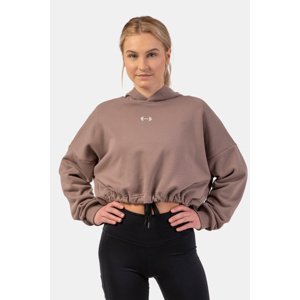 Nebbia Volná crop mikina s kapucí Iconic 421, XS, hnědá