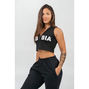 Nebbia Crop mikina bez rukávů MUSCLE MOMMY 258, černá, M