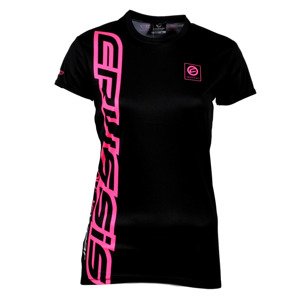 Dámské triko s krátkým rukávem CRUSSIS černo-fluo růžová  XS  černo-růžová
