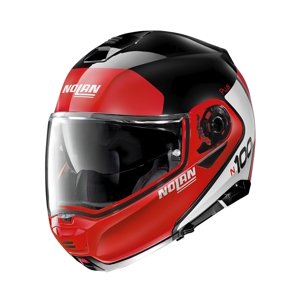 Moto helma Nolan N100-5 Plus Distinctive N-Com P/J  Glossy Black-Red  M (57-58)