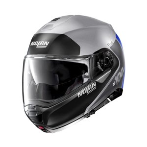 Moto helma Nolan N100-5 Plus Distinctive N-Com P/J  Flat Silver  M (57-58)