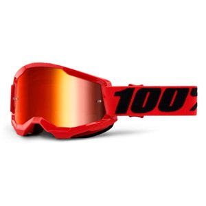 Motokrosové brýle 100% Strata 2 Mirror  červená, zrcadlové červené plexi
