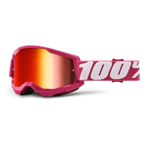 Motokrosové brýle 100% Strata 2 Mirror  Fletcher růžová, zrcadlové červené plexi