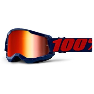 Motokrosové brýle 100% Strata 2 Mirror  Masego tmavě modrá-červená, zrcadlové červené plexi