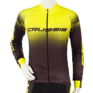 Cyklistický dres s dlouhým rukávem Crussis CSW-060  černá-fluo žlutá  M