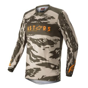 Motokrosový dres Alpinestars Racer Tactical zelená/pískový maskáč/mandarinka  L