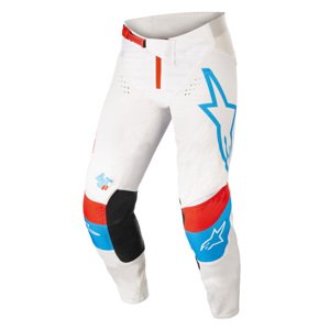 Motokrosové kalhoty Alpinestars Techstar Quadro bílá/modrá neon/červená  30