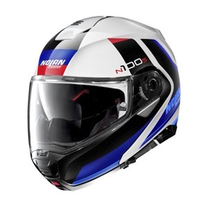 Moto helma Nolan N100-5 Hilltop N-Com P/J  Metal White-Blue  S (56)