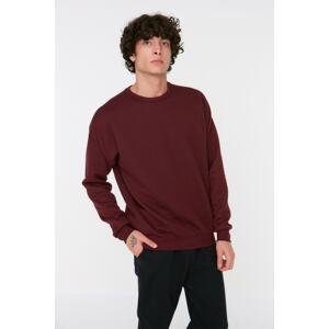 Trendyol Men's Burgundy Oversize Long Sleeve Crew Neck Sweatshirt