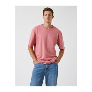 Koton Men's Pink Oversized T-Shirt. Cotton