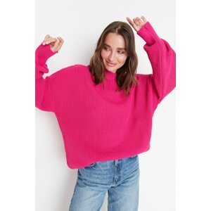 Trendyol Fuchsia Wide Fit Crew Neck Knitwear Sweater