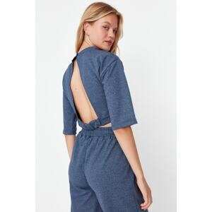 Trendyol Indigo Back Detailed Knitted Top and Bottom Set