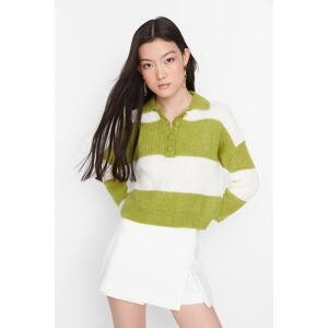Trendyol Green Soft Textured Color Block Knitwear Sweater