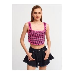 Dilvin 10212 Curved Front, Straps Knitwear Singlet-fuchsia.