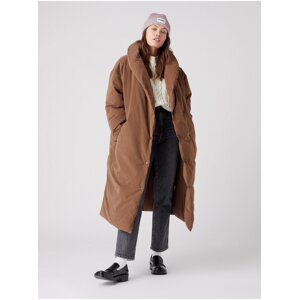 Hnědý dámský zimní kabát s límcem Wrangler - Dámské