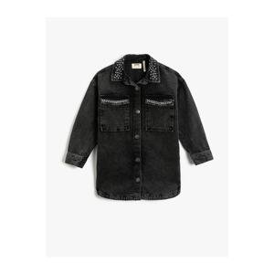 Koton Jeans Shirt Jacket Embroidered Cotton