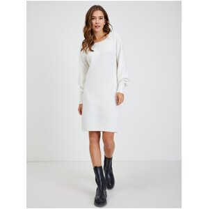 Bílé dámské žebrované svetrové šaty ORSAY