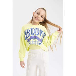 DEFACTO Girl Crop Crew Neck Sweatshirt