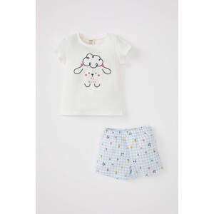 DEFACTO Baby Girl Regular Fit Crew Neck Patterned Cotton  Pajamas Set