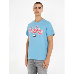 Světle modré pánské tričko Tommy Jeans - Pánské