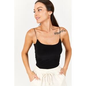 armonika Women's Black Rope Halterneck Lined Crop Top