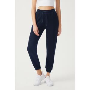 LOS OJOS Women's Navy Blue Elastic Waist Jogger Sweatpants