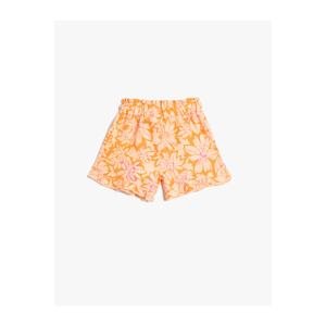 Koton Shorts Linen-Mixed Floral Elastic Waist.