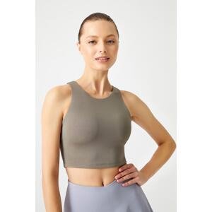 LOS OJOS Khaki Halter Collar T-shirt with Bra