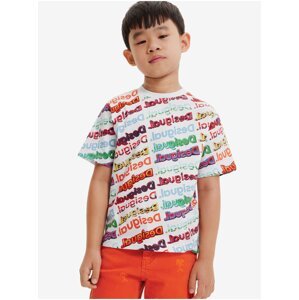 Bílé dětské vzorované tričko Desigual Logomania - Kluci