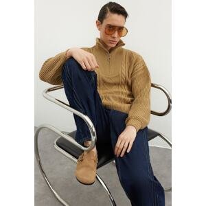 Trendyol Camel Standing Collar Knitwear Sweater