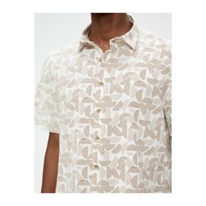 Koton Short Sleeve Shirt with Geometric Print Classic Collar Cotton