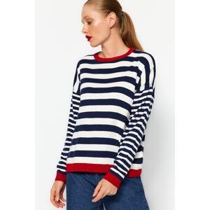 Trendyol Navy Blue Wide fit Color Block Knitwear Sweater
