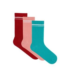 LOS OJOS 3 Pairs Multicolored Cotton Long Length Retro Socks