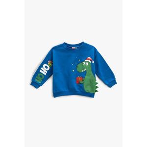 Koton Baby Boy Crew Neck Long Sleeve Christmas Theme Dinosaur Printed Sweatshirt 3wmb1037