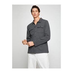 Koton Double Pocket Shirt Jacket With Buttons Classic Collar