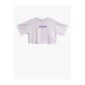 Koton Crop T-Shirt Printed Short Sleeve Crew Neck Cotton