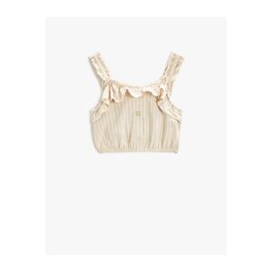 Koton Crop Blouse Thick Straps Frilly Striped