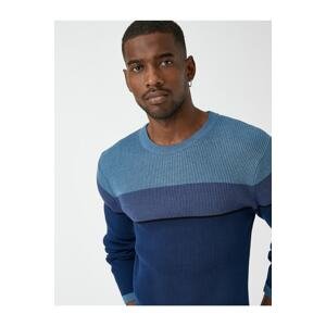 Koton Basic Knitwear Sweater Crew Neck Color Block