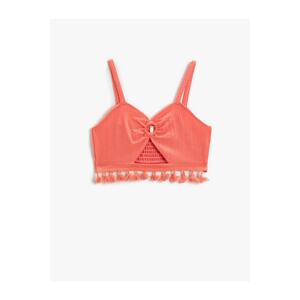 Koton Crop Top with Tassels and Window Detail