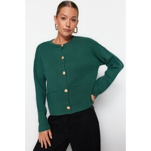 Trendyol Green Soft Textured Accessory Knitwear Cardigan