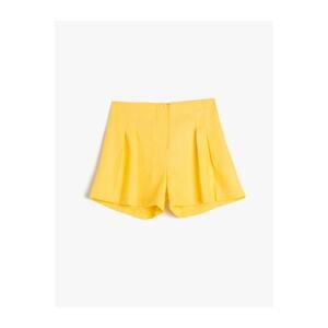 Koton Linen Shorts Pleated Above Knee With Elastic Waist.