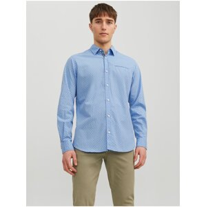 Světle modrá pánská vzorovaná košile Jack & Jones Eremy - Pánské