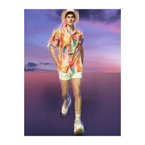 Koton Summer Shirt Short Sleeve Turndown Collar Abstract Print Detailed