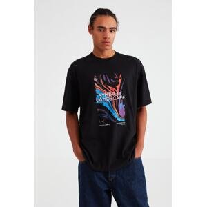 GRIMELANGE Landscape Oversize Black T-shir