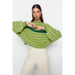 Trendyol Pistachio Green Color Block Crew Neck Knitwear Sweater