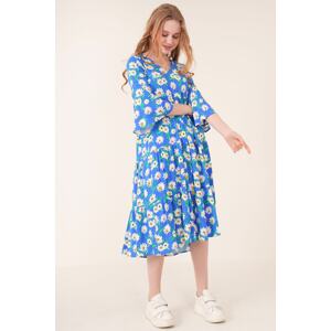 Bigdart 1959 Patterned Viscose Dress - Sax