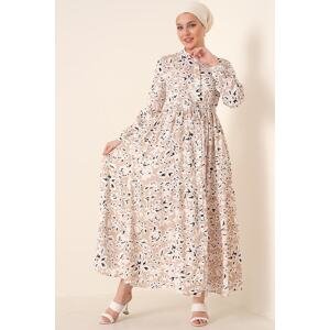 Bigdart 2144 Large Collar Hijab Dress - Cream