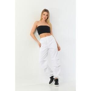 BİKELİFE Women's White Stopper Parachute Trousers