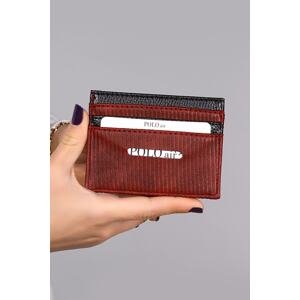 Polo Air Line Pattern Men's Card Holder Claret Red