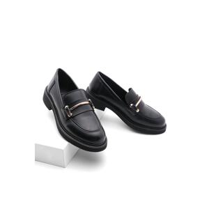 Marjin Women's Loafers Loafers Casual Buckle Casual Shoes Foryewear Black.